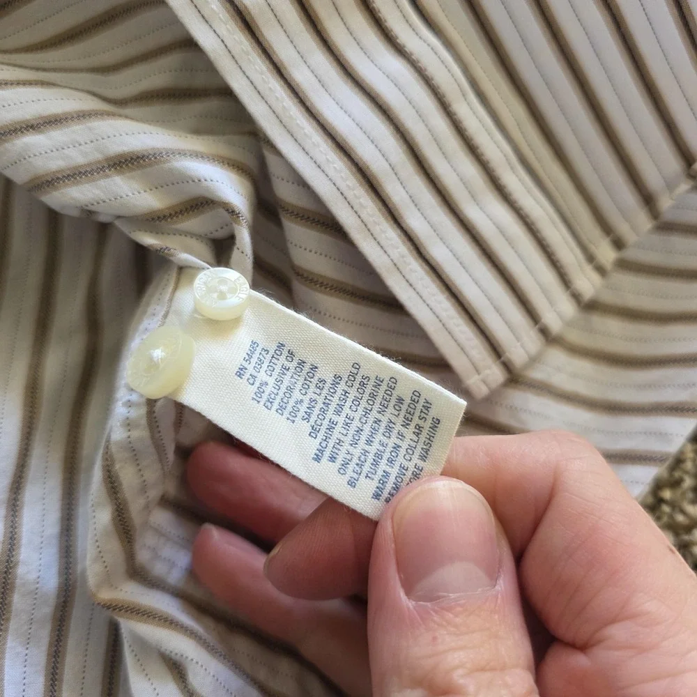 American Eagle Outfitters Shirt Mens Medium Brown Striped Vintage Fit Casual - Picture 5 of 5